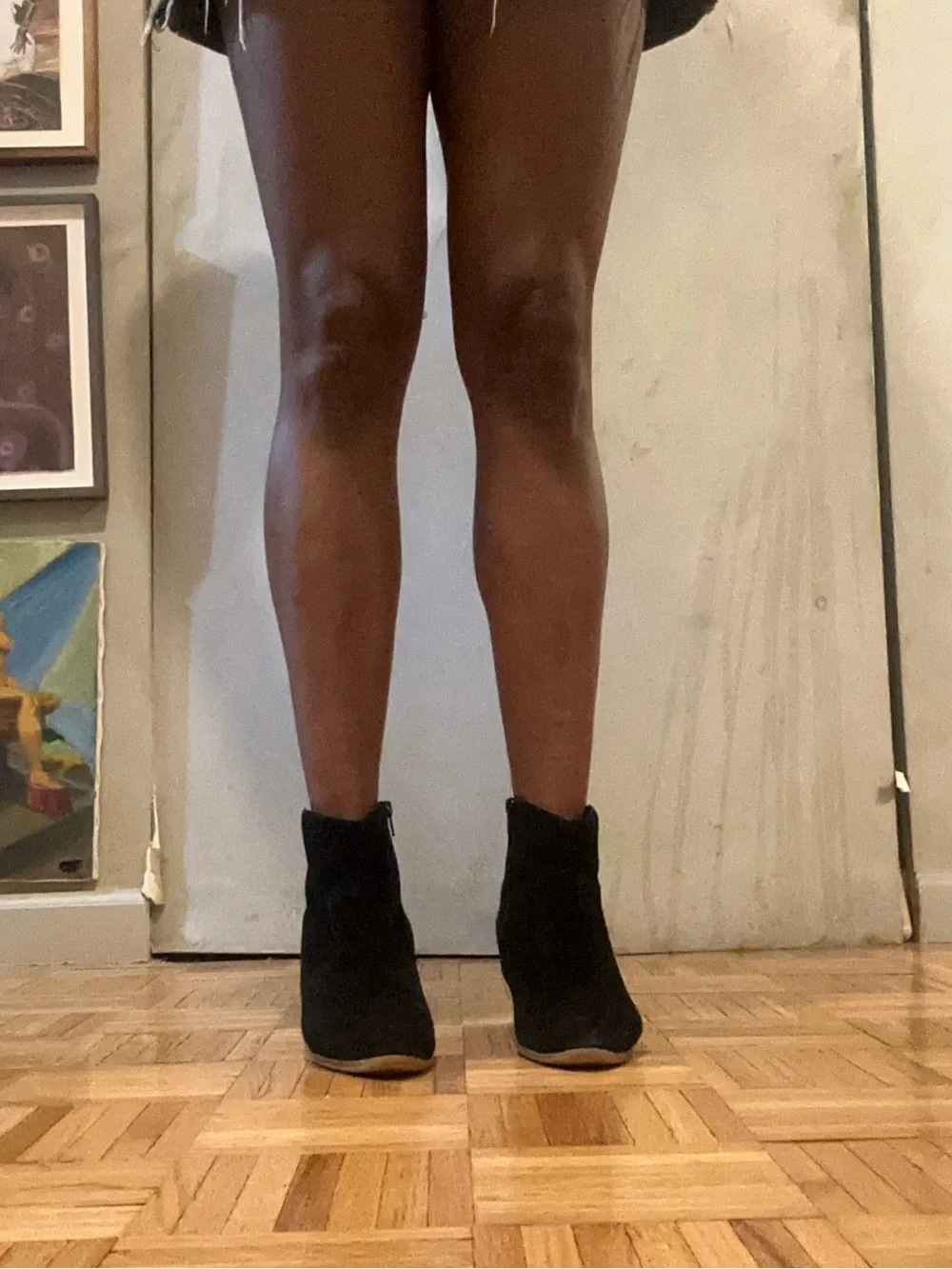 Aldo Black Suede Ankle Boots with Block Heel - Women